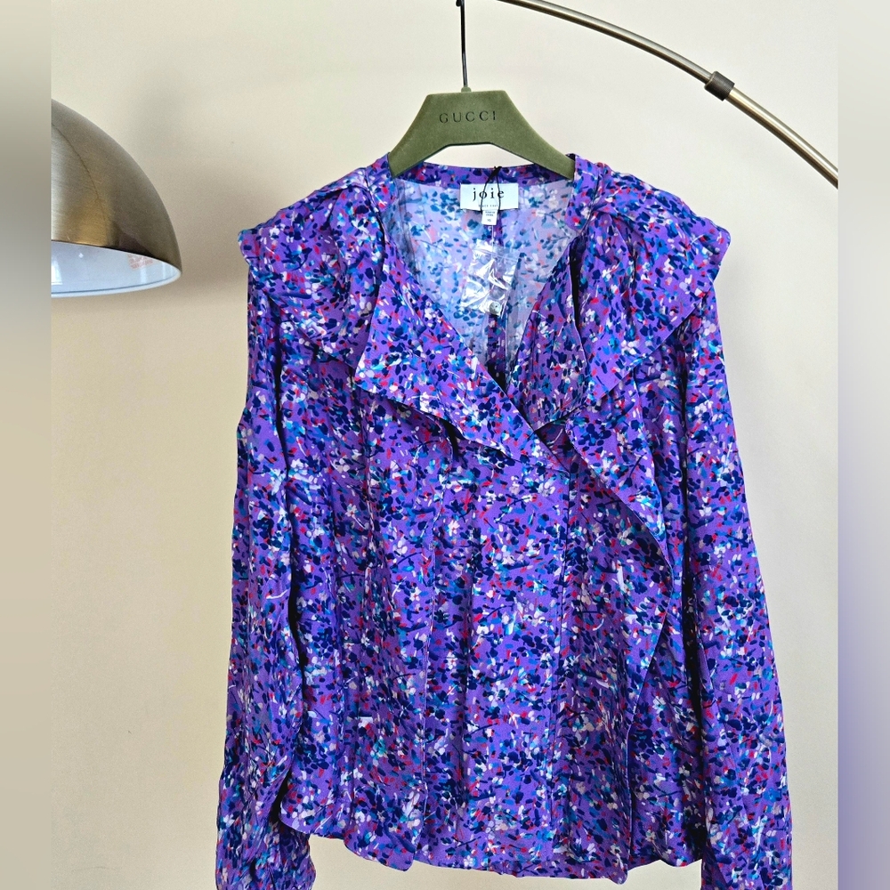 NWT JOIE  Women's Deep Lavender Patterned Blouse Size:XS